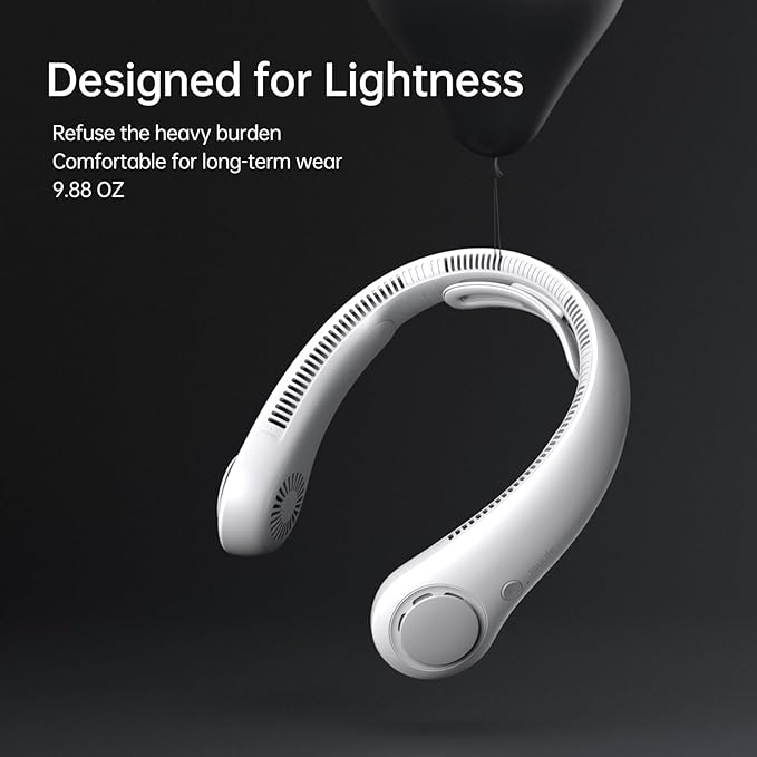 JISULIFE Portable Neck Fan Upgraded, Neckbrace Personal Hands Free, 5 Speed Gears Adjustment, 5000 mAh Wearable Bladeless Quiet Rechargeable for Outdoor Indoor, Gifts for Women Men- Foggy Grey