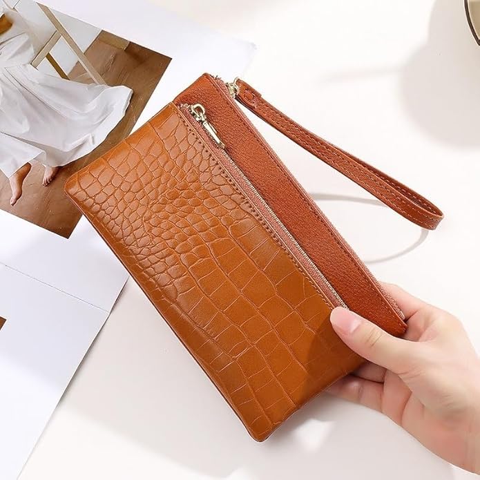 Genuine Leather Wristlet Clutch Purse for Women with RFID Blocking Small Crossbody Bag Shoulder Handbag Ideal Gift for Women