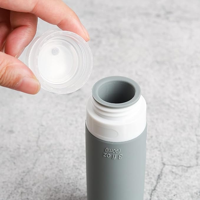 16 Pack Travel Bottles Set - TSA Approved Leak Proof Silicone Squeezable Containers for Toiletries, Conditioner, Shampoo, Lotion & Body Wash Accessories (Black)