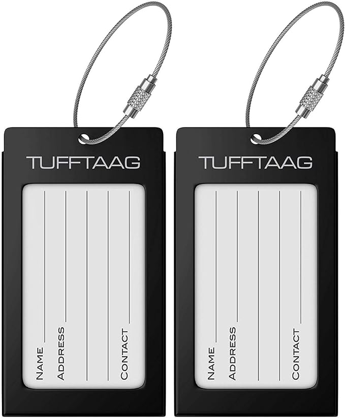 Luggage Tags Business Card Holder by TUFFTAAG - Durable Travel ID Bag Tag in Multiple Color Options, Perfect for Suitcases, Backpacks, and Carry-Ons, Easy Identification, Secure and Stylish