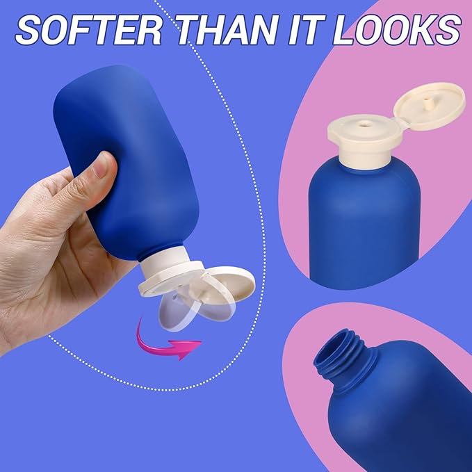 ASEVAT 6.7oz Airtight Plastic Travel Shampoo Bottles, Travel Shampoo and Conditioner Bottles Refillable, Empty Travel Size Shampoo Bottle, Hand Soap Dispenser for Vacation, Gym, Lotion（BlueNavy