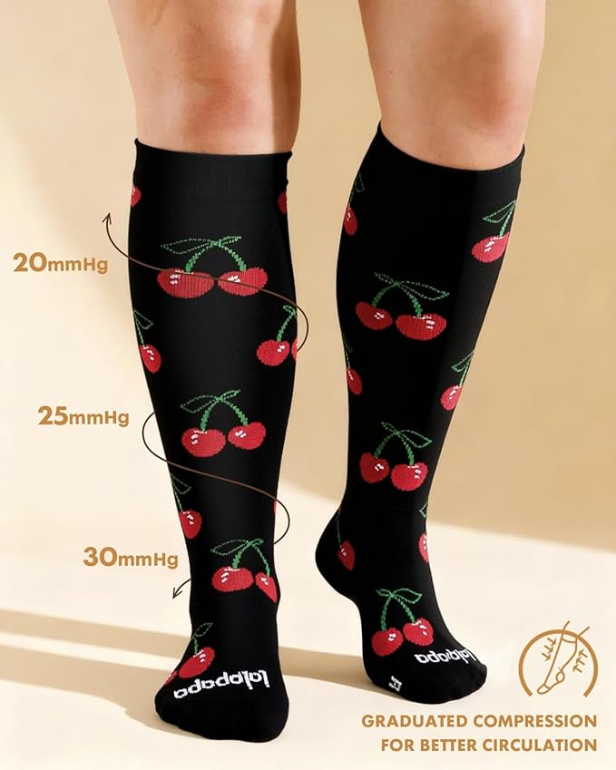 Cotton Compression Socks for Women Men - 2 Pairs 20-30mmHg Circulation Grid Arch Support Socks, Breathable