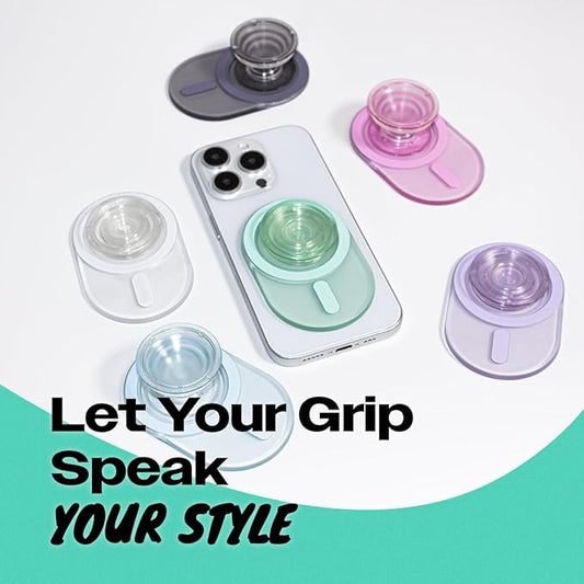 Oval Magnetic Phone Grip – MagSafe Compatible, Translucent Design, Slim and Lightweight, Grip and Stand for iPhone (Green)