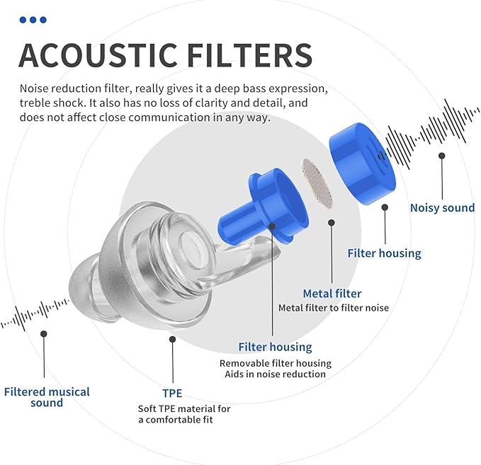 LYSIAN High Fidelity Concert Ear Plugs for Music- 2 Pairs Reusable Musicians Earplugs for Noise Cancelling, Concert Festivals, Drummers, DJS, Raves, Games -23dB