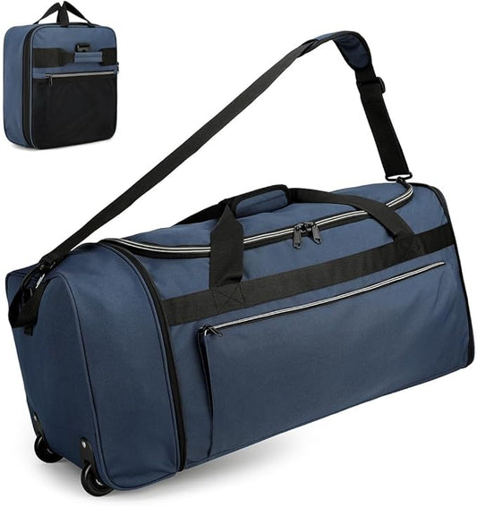 Uarition Foldable Rolling Duffle Bag with Wheels, 80L Large Duffle Bag for Travel, Carry On Duffel Bag for Men and Women