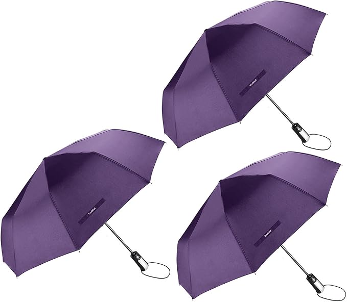 TradMall 3 Pack Travel Umbrella Windproof Portable 46/56 Inches Large Canopy Auto Open & Close