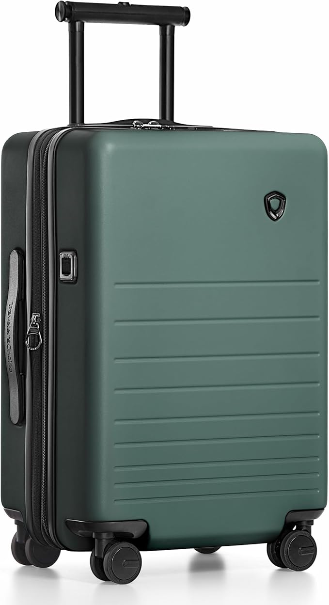 Traveler's Choice Markham Hardside Expandable Luggage with Double Spinner Wheels, Carry-On 21-Inch Suitcase, Green