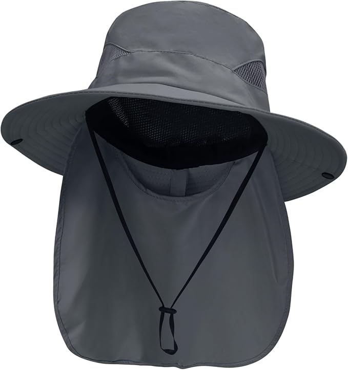 NPJY Sun Fishing Hats with Neck Flap for Men Women UV Sun Protection Bucket Hat