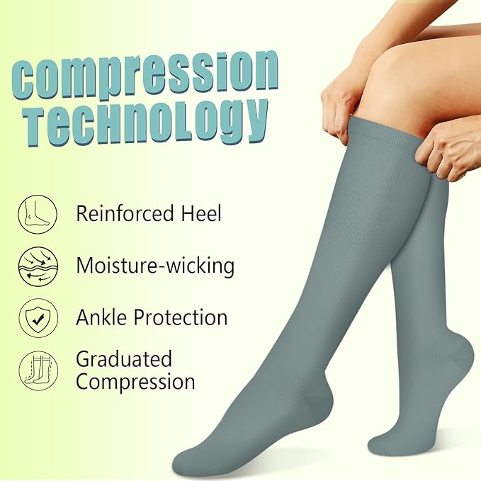 Copper Compression Socks 15-20 mmHg for Men & Women 8 Pairs – Circulation Support for Nurses, Travel, Running, Hiking, Soccer