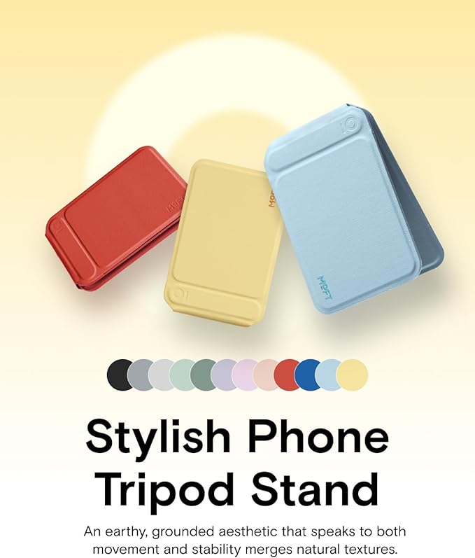 MOFT Phone Tripod Stand Selfie Stick for iPhone, Multi-Angles iPhone Stand, Lightweight & Portable Phone Holder, Strong Magnets, MOVAS Vegan Leather, Travel Essentials, Panna Cotta (Without Card Slot)