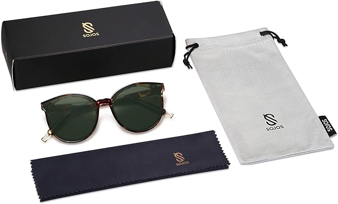 SOJOS Fashion Round Sunglasses for Women Men Oversized Vintage Shades SJ2057