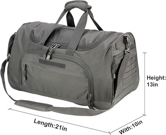 HYKING Gym Bag for Women & Men Tactical Duffle Military Weekender Work Out Lightweight Waterproof Sports Tote Shoe Pocket Gray