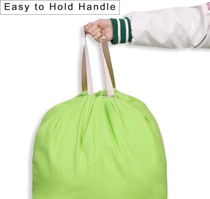 Cotton Canvas Laundry Bag with Handles & Drawstring Straps, Heavy Duty Extra Large Laundry Bags for Laundromat and Household, 25.5x34 Inch, Green