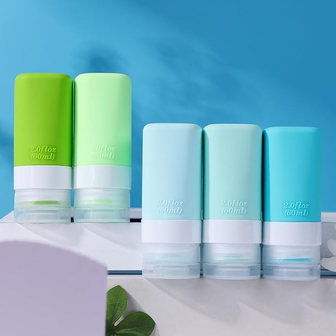 INSFIT Travel Bottles for Toiletries, TSA Approved 2oz Travel Size Toiletries, BPA Free Leak Proof Squeezable Silicone Tubes Travel Essentials for Shampoo Conditioner Lotion Soap