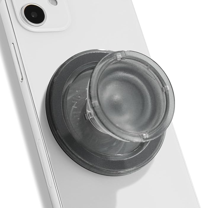 OnTheGrip Compatible with Magsafe Magnetic Authentic Translucent Color Design Collapsible Mobile Phone Grip Stand Holder for Smartphone Tablet Cell Phone Accessory (Black)