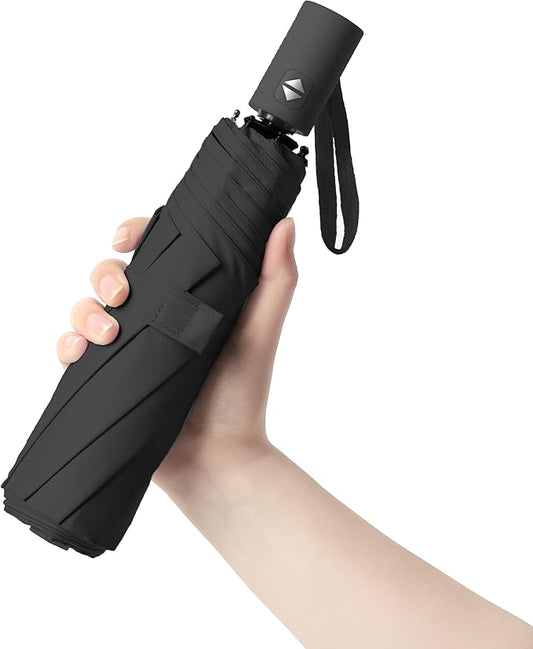 BAODINI Small UV Protection Travel Umbrella Compact for Rain and Sun UPF 50+ Windproof Portable 42 inch Umbrella for Women and Men