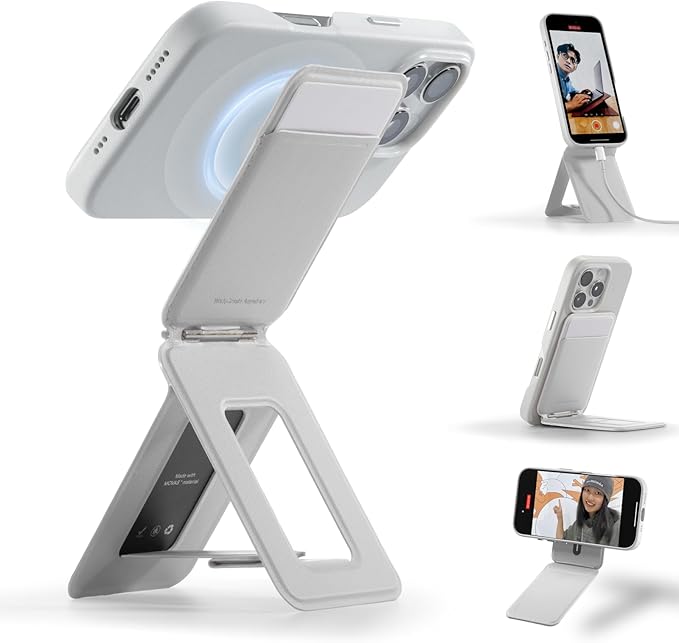 MOFT Phone Tripod Wallet for iPhone, Mulit-Angles, Lightweight & Portable Phone Stand, MOVAS Vegan Leather Magnetic Wallet, Strong Magnets, NFC Card Holder, Misty Cove (with Card Slot)