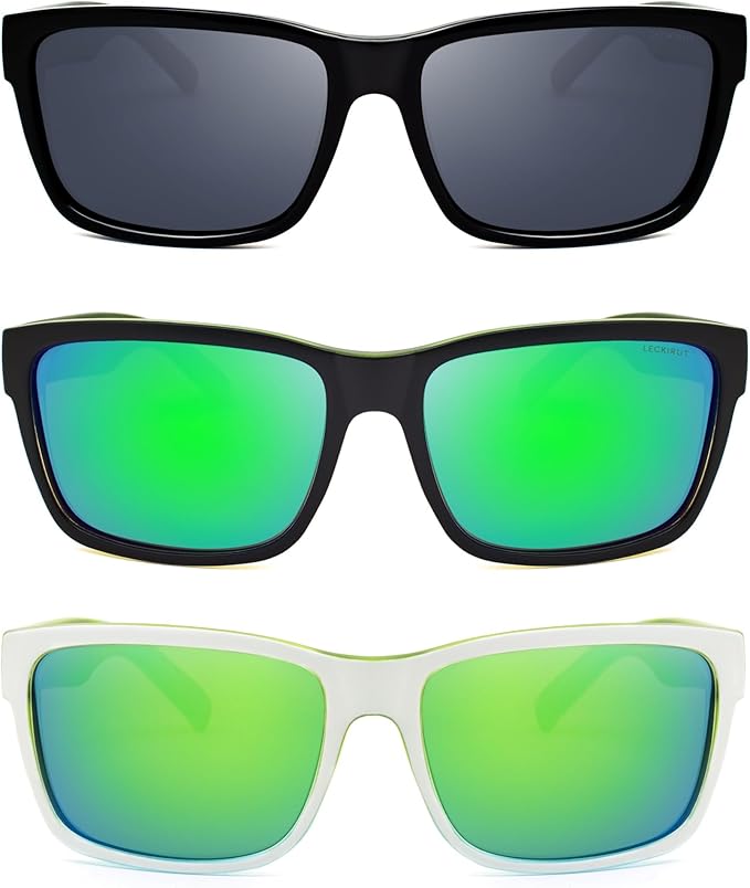 LECKIRUT Vintage Polarized Sunglasses for Men Women Retro Oversized Square Mirror Sun Glasses