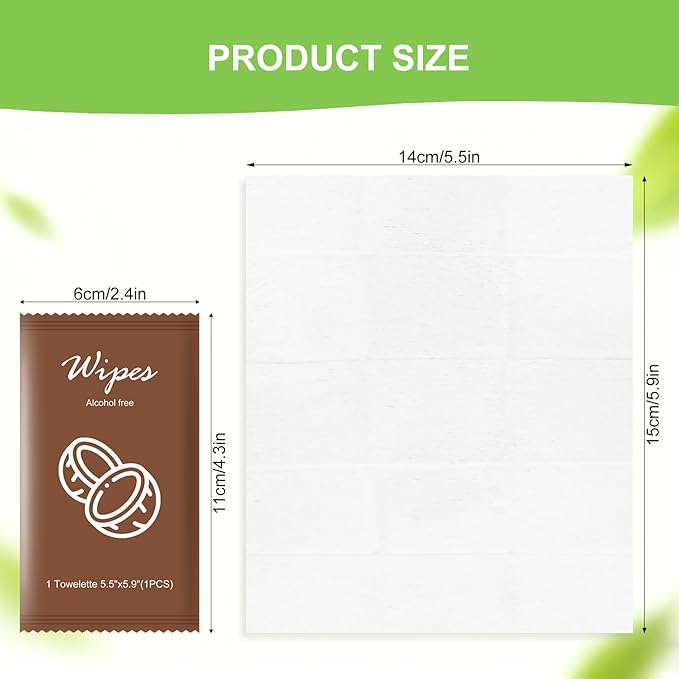 Individual Hand Wipes,Wet Wipes Individually Wrapped Bulk Cleansing Travel Size Wet Wipes for Wedding Travel Restaurant Barbecue(coconut,pack of 50)