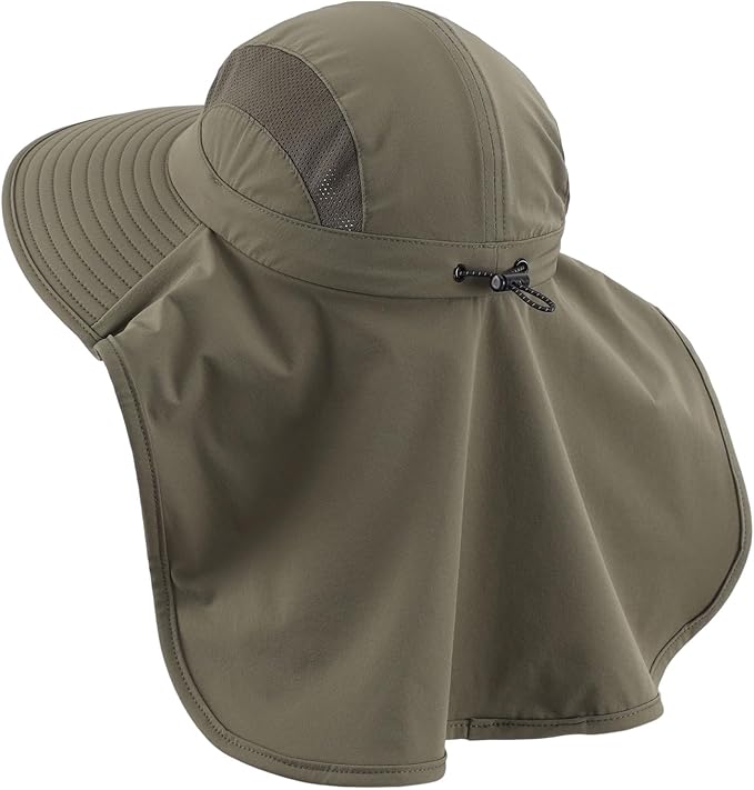 Home Prefer UPF 50+ Sun Hats for Men Women Wide Brim Fishing Hat with Neck Flap UV Protection Sunblock Safari Bucket Hat