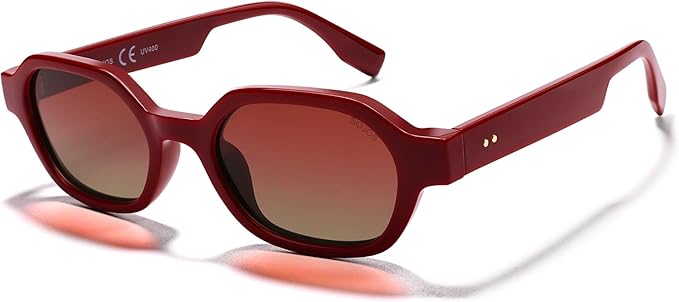 SOJOS Retro Polarized Hexagon Sunglasses for Women Men, UV400 Trendy Rectangle 70s 80s 90s Shades SJ2389