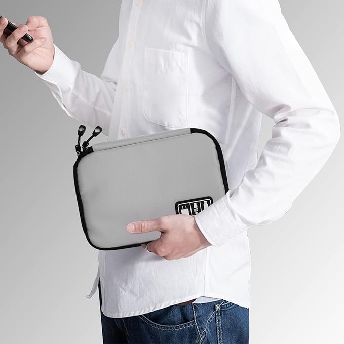 Electronics Organizer Travel Case,Electronic Accessories Storage Bag,Portable Waterproof Cable Organizer Bag,Travel Cord Organizer Bags for Small Charging Cord Storage,SD Card-Grey Green