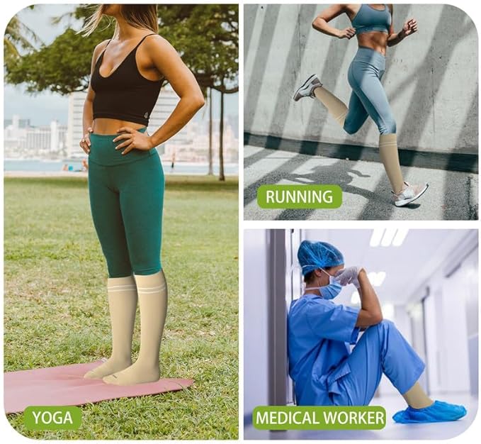 LEVSOX Viscose Made from Bamboo Compression Socks for Pregnant Women 20-30 mmHg Knee High Cute Mens Supports Socks for Travel