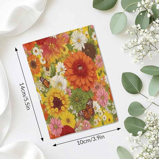 Floral Passport Holder for Travel Autumn Flowers and Butterflies PU Leather Passport Cover Wallet Cute Passport Card Holder for Women and Men