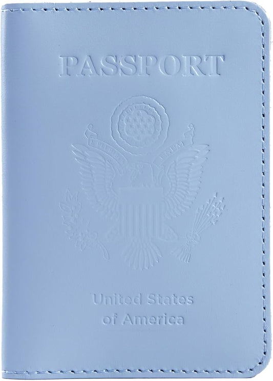 INCARNE US Passport Cover Clear - Travel Passport Wallet - Leather Passport Holder for Women Men Family with Card Slots & Note Compartmen - Sleeve Protector - Genuine Leather - Classic Light Brown