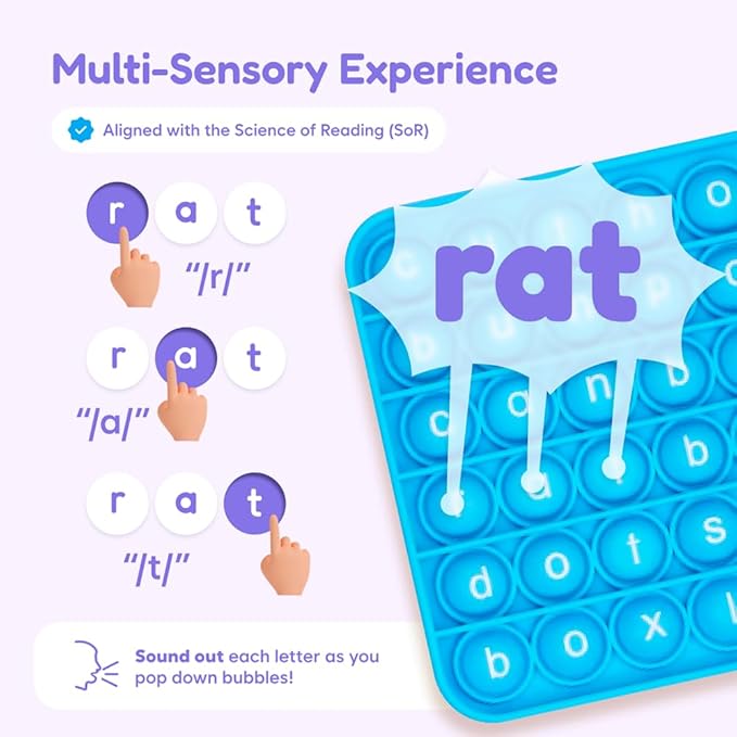 THE FIDGET GAME Ultimate Reading Bundle - Flashcards and Pop Fidget Toys for Kids Pre-K to Third Grade - Learning Activities and Games for High-Frequency Dolch Sight Words - Includes Mats and Dice