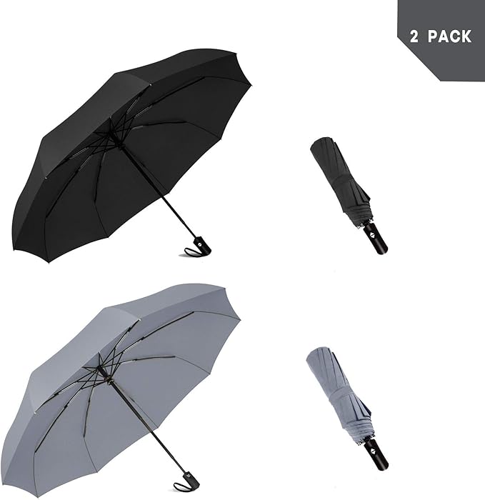 SIEPASA Windproof Travel Compact Umbrella-Automatic Umbrellas for Rain-Compact Folding Umbrella, Travel Umbrella Compact, Small Portable Windproof Umbrellas for Men and Women. (Grey)