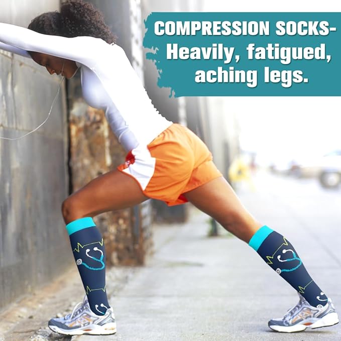 Laite Hebe Compression Socks for Women & Men Circulation(6 pairs)-Graduated Supports Socks for Running, Athletic Sports