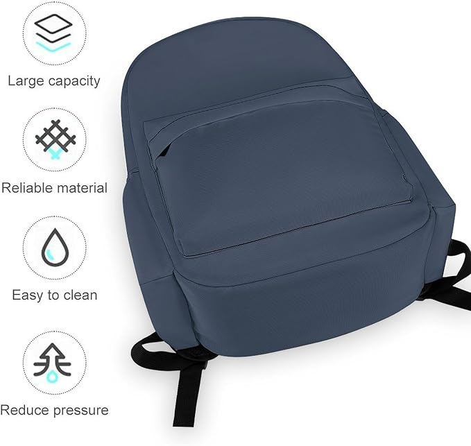 Premium Grey Blue Backpack Adult Travel Daybag for Women Men College Backpack for Vacation Hiking Camping Bag