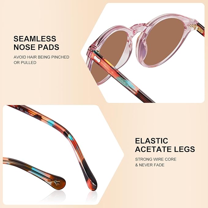 CARFIA Polarized Sunglasses for Women UV Protection Small Face Acetate Frame CA5288