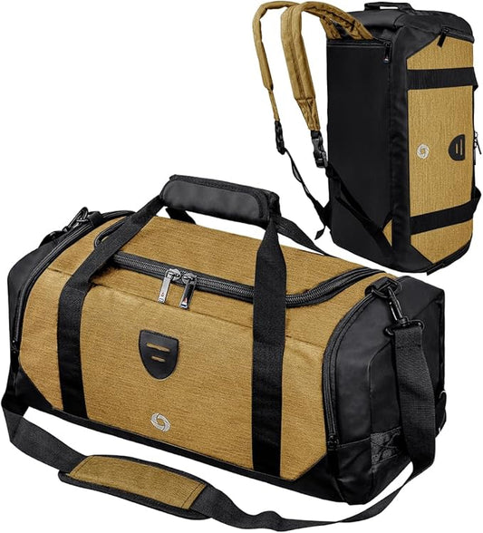 Gym Duffle Bag Backpack Waterproof Sports Duffel Bags Travel Weekender Bag for Men Women Overnight Bag with Shoes Compartment Black