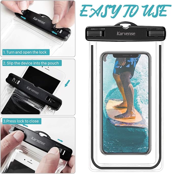 Waterproof Cell Phone Pouch Case, 4 Pack Universal Luminous Waterproof Phone Bag/Holder for iPhone, Samsung Galaxy, LG, Moto, Dry Bag for Beach, Shower, Pool, Kayaking, Snorkeling, Vacation