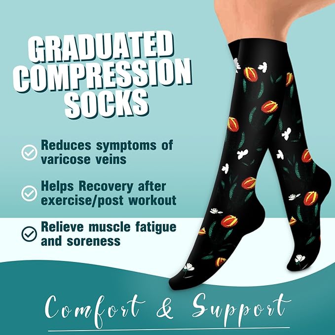 Laite Hebe 4 Pairs-Compression Socks for Women&Men Circulation-Best Support for Nurses,Running,Athletic