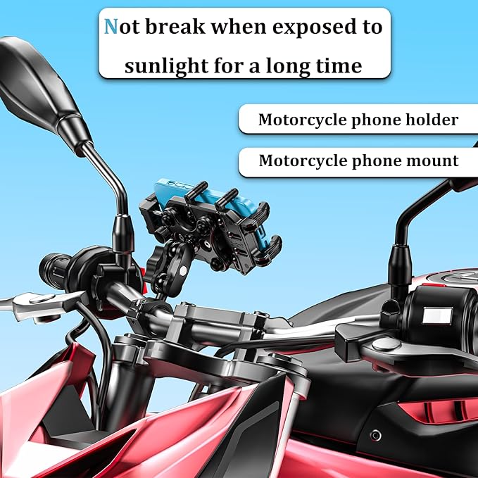 Motorcycle Phone Mount with Vibration Dampener & Secure Lock，[Size Adjustable] Bike Cellphone Holder for ATV Scooter for 5.4-7.2" Smartphones