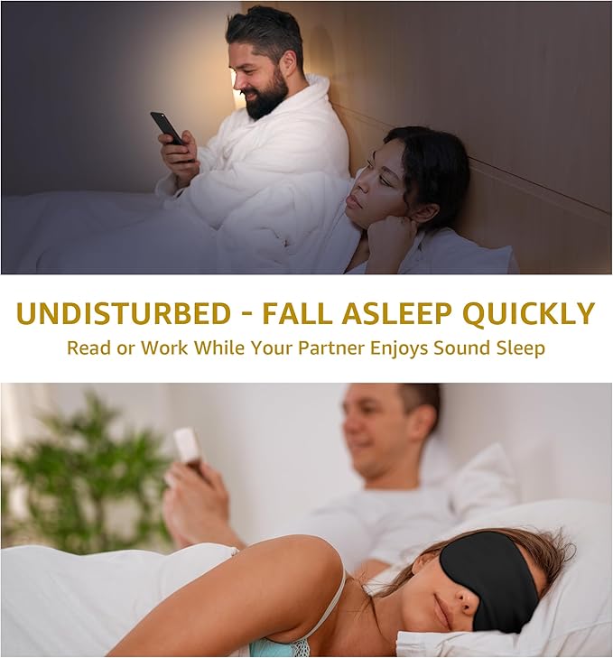 Luxury Pure Silk Sleep Mask | 100% Natural Mulberry Silk | Double-Sided Softness | Adjustable Strap & Full Light Blocking | Perfect for Travel, Office Naps & Nighttime Sleep (Black)