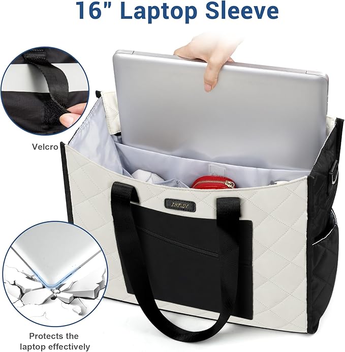 IBFUN Utility Tote Bag with 14/24 Pockets Zip Top Teacher Tote Bag for Teacher/Work Women