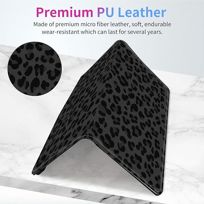 Car Registration and Insurance Holder,Leather Insurance License and Registration Card Holder for Car Glove Box, Auto Truck Document Holder Organizer for Men Women- Black leopard print