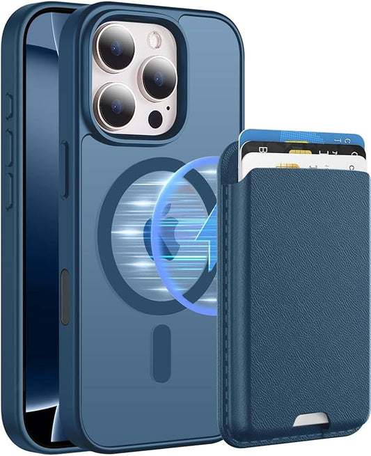 Ntwinro Magnetic for iPhone 16 Pro Max Case (Compatible with MagSafe) with Detachable Wallet & Card Holder for 3 Cards [RFID Blocking] Military Grade Protective Slim Phone Cover, Deep Blue