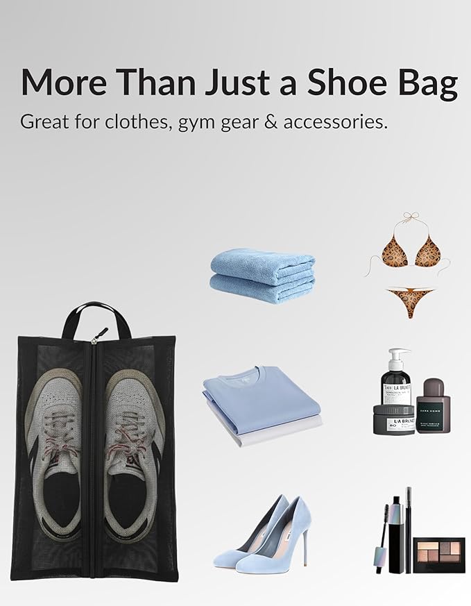 Travel Shoe Bag with Mesh & Zipper – Polyester TPU Sneaker Organizer, Portable Dustproof Storage & Laundry Wash Bag for Men’s and Women’s Shoes