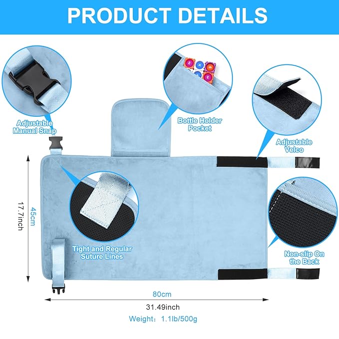 Toddler Airplane Bed, Kids Airplane Seat Extender Travel Bed, Kids Airplane Travel Essentials, Airplane Must Have for Toddlers, Baby Portable Plane Bed Foot Rest for Flights, Blue
