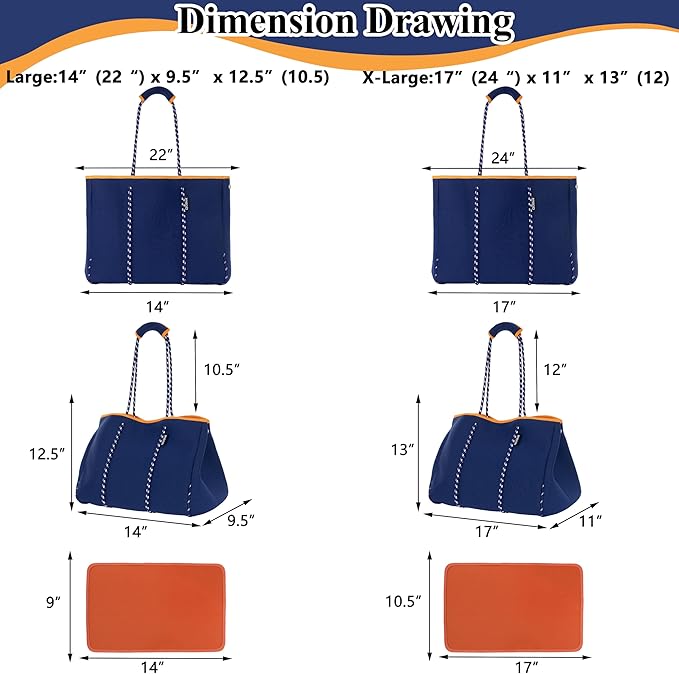 QOGiR Neoprene Multipurpose Beach Bag Tote with Inner Zipper Pocket … … … …