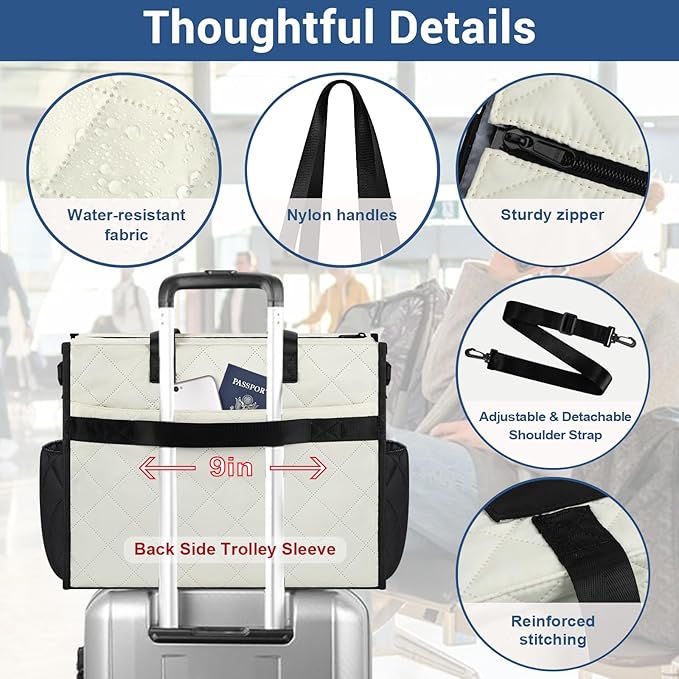 IBFUN Utility Tote Bag with 14/24 Pockets Zip Top Teacher Tote Bag for Teacher/Work Women