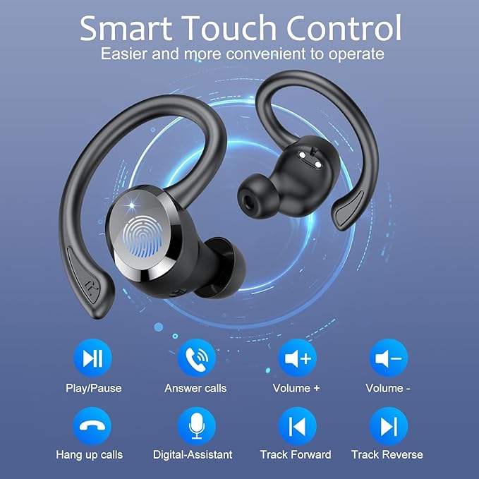 Wireless Earbuds, 2025 Bluetooth 5.4 Headphones HiFi Stereo, Bluetooth Earbuds with ENC Noise Cancelling Mic, IP7 Waterproof in Ear Earphones, 68H Dual LED Display Ear Buds for Workout Sports