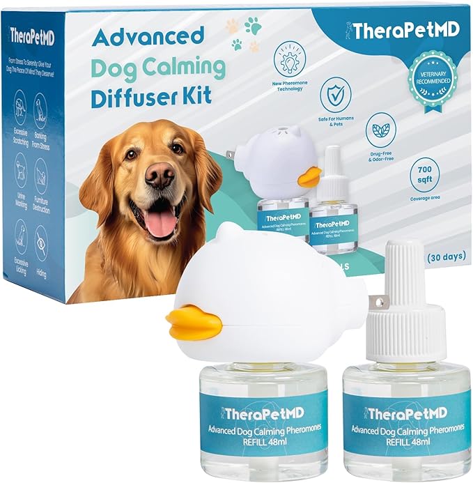 TheraPet MD 60-Day Dog Calming Diffuser - Dog Pheromone Diffuser for Stress, Destructive Behavior, Pee Accidents, Separation Anxiety, Barking, Aggression & Chewing - 60-Day Refill Included