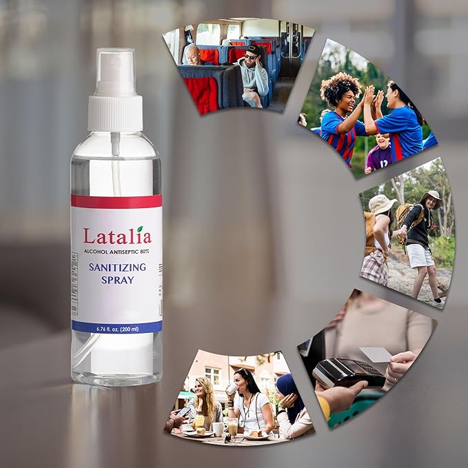 Latalia Unscented Hand Sanitizer Spray Refill Pack of 48 | 6.67 Fl oz with 80% Alcohol Bulk Hand Sanitizer Travel Size | Hand Sanitizing Spray For Quick Dry Hand