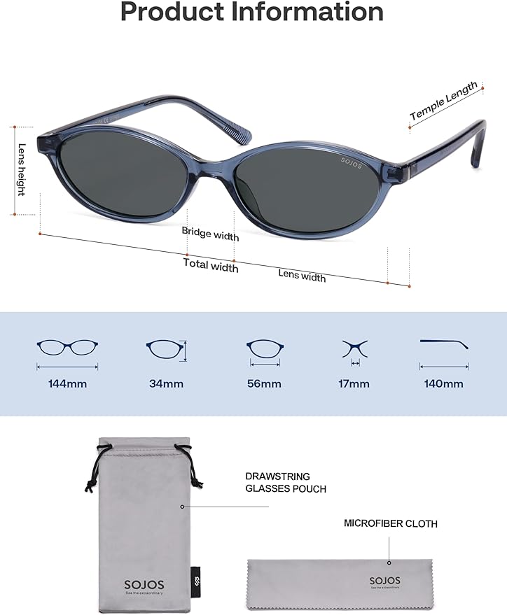 SOJOS TR90 Ultra Light Flexible Sunglasses for Women Retro Oval Polarized Cat Eye Vintage Shades UV400 Protection Comfort Fit